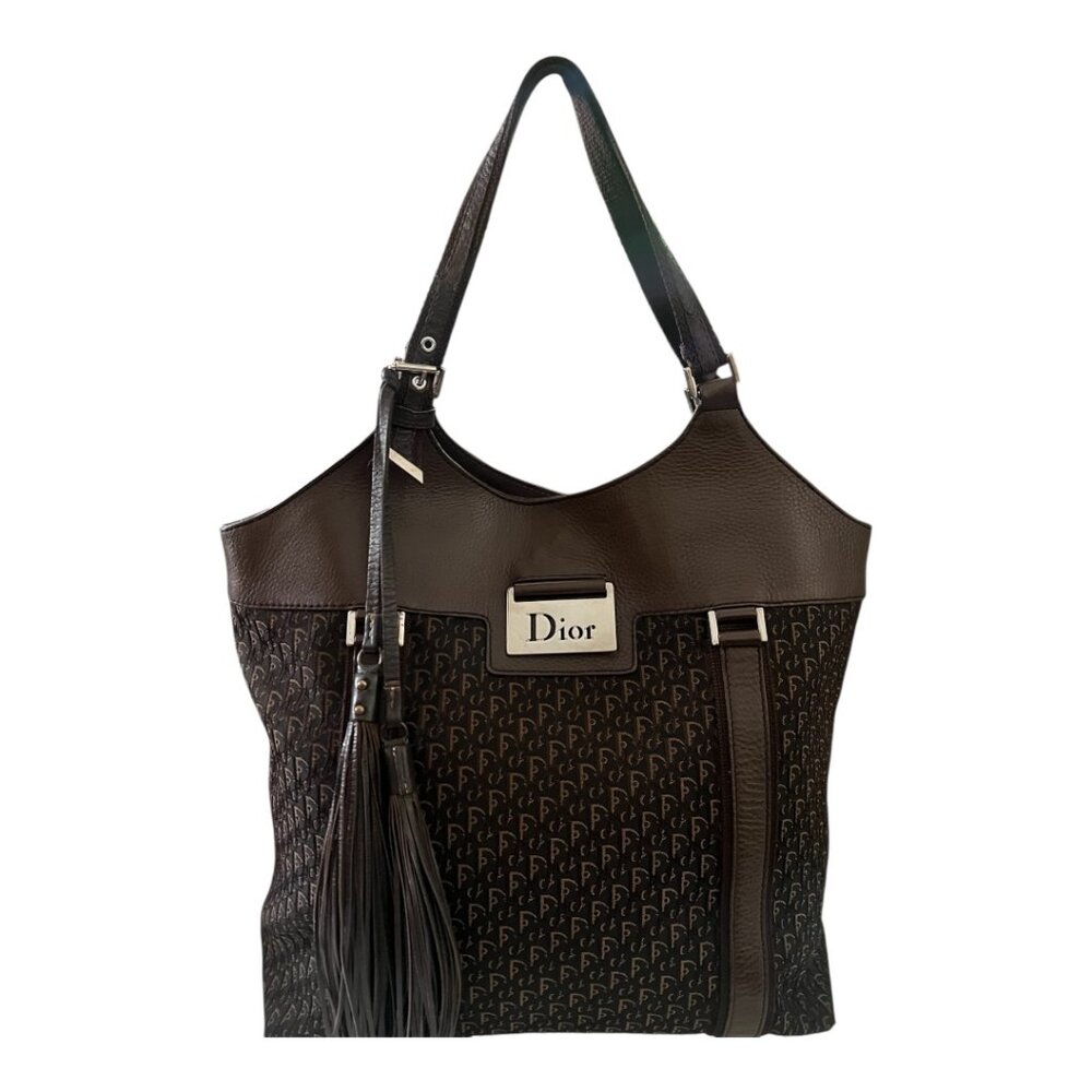 Christian Dior Women's Street Chic Trotter Tote Shoulder Brown Monogram Bag